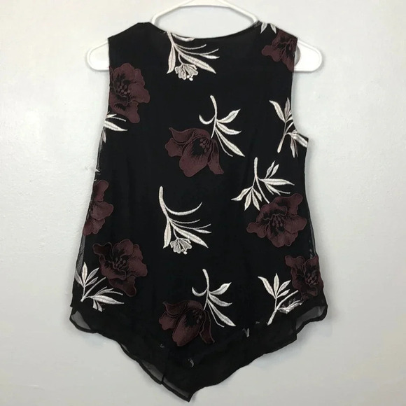 NWOT Alfani Top Printed Embroidered Pointed-Hem Top - Picture 4 of 8